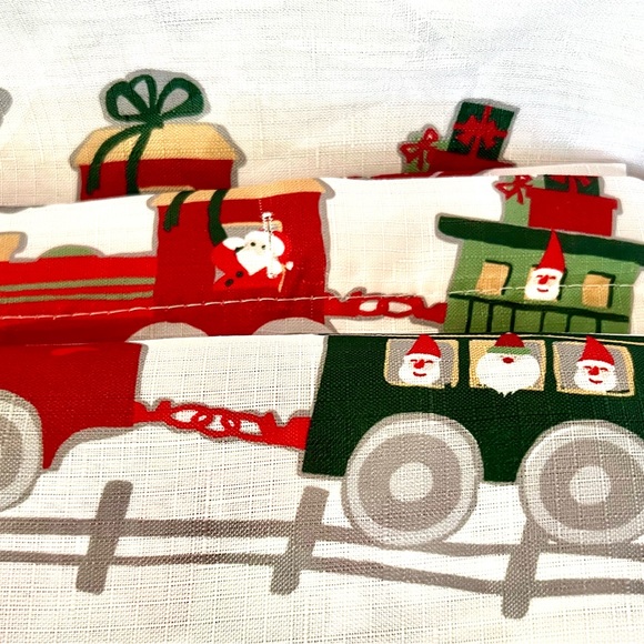 Christmas Holiday Santa Train Fabric Shower Curtain Presents Trees Festive - Picture 8 of 9